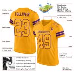 Custom Gold Purple Mesh Authentic Football Jersey with Personalized Name & Number Personalized Gold Gold-Purple Mesh Authentic