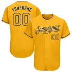 Custom Name and Number Personalized Gold-Royal Authentic Baseball Jersey Personalized Gold Gold-Royal Authentic Baseball
