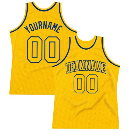 Custom Name Number Personalized Gold Royal Basketball Jersey - Authentic Throwback Team Personalized Gold Gold-Royal Authentic