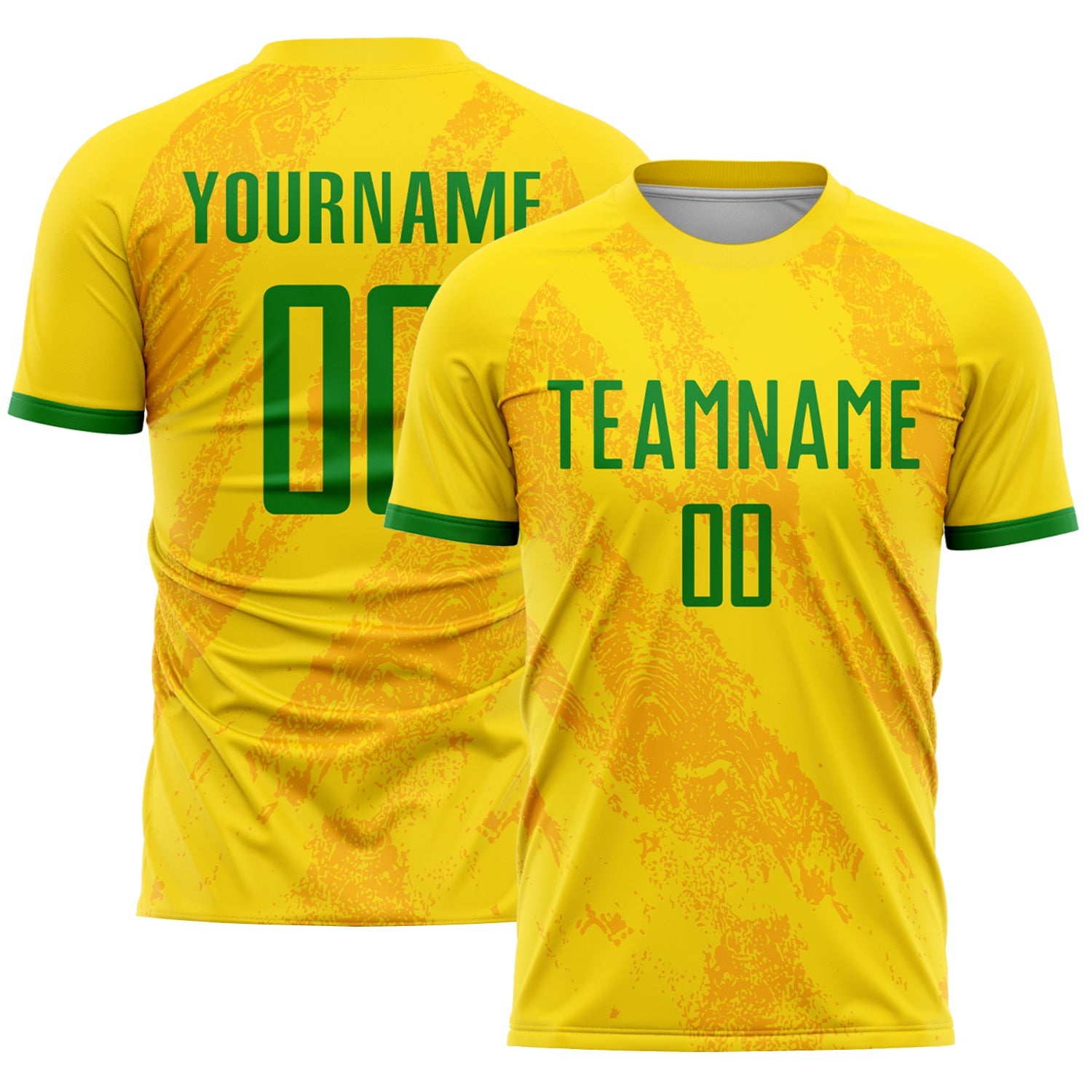Custom Name and Number Soccer Uniform Jersey, Personalized Gold Grass Green Sublimation Design for Teams Personalized Gold