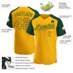 Custom Name and Number Green Gold Baseball Jersey - Personalized Authentic Raglan Sleeves Team Gear Personalized Gold Green