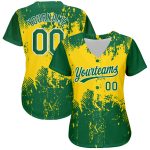 Custom Name Number Personalized Green White 3D Pattern Gold Baseball Jersey Personalized Gold Green-White 3D Pattern Design
