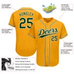 Custom Name and Number Authentic Baseball Jersey - Personalized Gold Green and White Team Jersey Personalized Gold Green-White