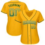 Custom Gold Green White Baseball Jersey with Personalized Name and Number - Authentic Drift Fashion Team Apparel Personalized