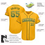 Custom Gold Green White Baseball Jersey with Personalized Name and Number - Authentic Drift Fashion Team Apparel Personalized