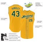 Custom Personalized Gold Green-White Baseball Jersey with Name & Number - Authentic Sleeveless Team Apparel Personalized