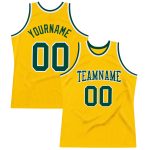 Custom Name Number Personalized Green White Gold Throwback Basketball Jersey - Authentic Team Apparel Personalized Gold Green-White
