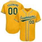 Custom Name and Number Baseball Jersey in Gold Green-White - Personalized Team Jersey Personalized Gold Green-White Baseball
