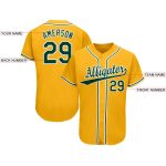 Custom Name and Number Baseball Jersey in Gold Green-White - Personalized Team Jersey Personalized Gold Green-White Baseball