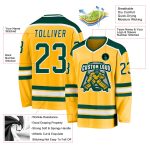 Customizable Gold Green-White Hockey Jersey for Fans and Players Personalized Gold Green-White Hockey Jersey