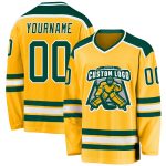 Customizable Gold Green-White Hockey Jersey for Fans and Players Personalized Gold Green-White Hockey Jersey