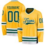 Custom Name and Number Gold Green-White Hockey Jersey - Personalized Team Gear Personalized Gold Green-White Hockey Jersey