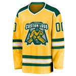 Customizable Gold Green-White Hockey Jersey for Fans and Players Personalized Gold Green-White Hockey Jersey