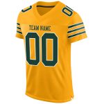 Customizable Gold Green-White Football Jersey - Authentic Mesh Design Personalized Gold Green-White Mesh Authentic Football