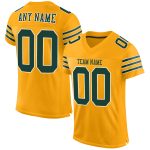 Customizable Gold Green-White Football Jersey - Authentic Mesh Design Personalized Gold Green-White Mesh Authentic Football