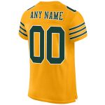 Customizable Gold Green-White Football Jersey - Authentic Mesh Design Personalized Gold Green-White Mesh Authentic Football