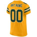 Custom Authentic Football Jersey with Personalized Name & Number - Gold Green-White Mesh Team Design Personalized Gold Green-White