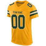 Custom Authentic Football Jersey with Personalized Name & Number - Gold Green-White Mesh Team Design Personalized Gold Green-White