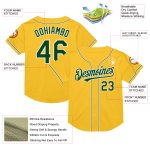 Customizable Green-White Gold Authentic Throwback Baseball Jersey with Personalized Name & Number Personalized Gold Green-White