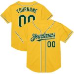 Customizable Green-White Gold Authentic Throwback Baseball Jersey with Personalized Name & Number Personalized Gold Green-White