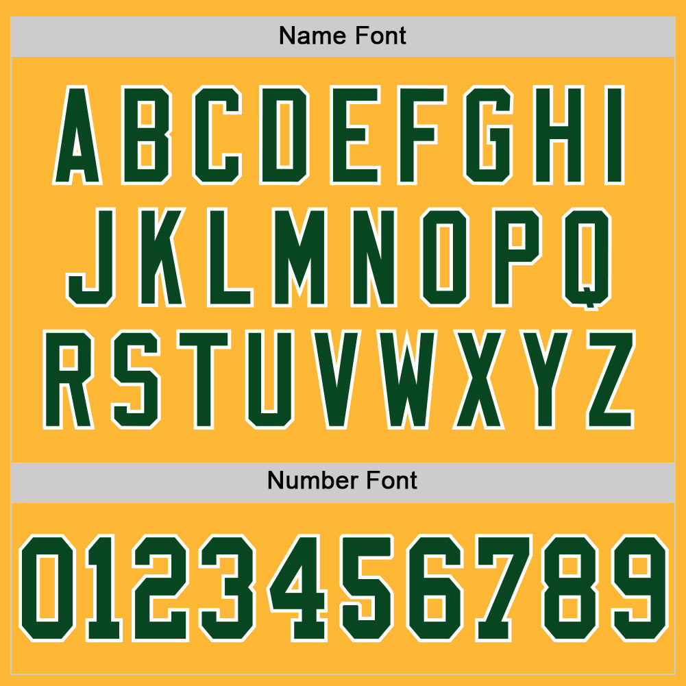 Personalized Gold Green-White Mesh Authentic Throwback Football Jersey Team Custom Name and Number Custom Name & Number Personalized Gold Green-White Mesh Authentic Throwback Football Jersey Personalized Gold Green-White - Image 4