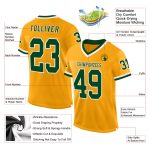 Custom Name & Number Personalized Gold Green-White Mesh Authentic Throwback Football Jersey Personalized Gold Green-White