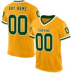 Custom Name & Number Personalized Gold Green-White Mesh Authentic Throwback Football Jersey Personalized Gold Green-White