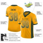 Custom Gold Green White Mesh Football Jersey with Personalized Name and Number Personalized Gold Green-White Mesh Drift Fashion