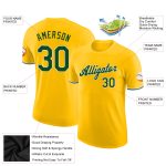 Custom Team Performance T-Shirt with Personalized Gold Green-White Name and Number Personalized Gold Green-White Performance