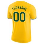 Custom Team Performance T-Shirt with Personalized Gold Green-White Name and Number Personalized Gold Green-White Performance