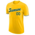 Custom Team Performance T-Shirt with Personalized Gold Green-White Name and Number Personalized Gold Green-White Performance