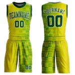 Custom Basketball Jersey with Personalized Name and Number - Gold Green White Round Neck Sublimation Suit Personalized Gold
