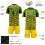 Personalized Gold Green White Soccer Jersey Uniform - Custom Sublimation Design Personalized Gold Green-White Sublimation