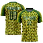 Personalized Gold Green White Soccer Jersey Uniform - Custom Sublimation Design Personalized Gold Green-White Sublimation