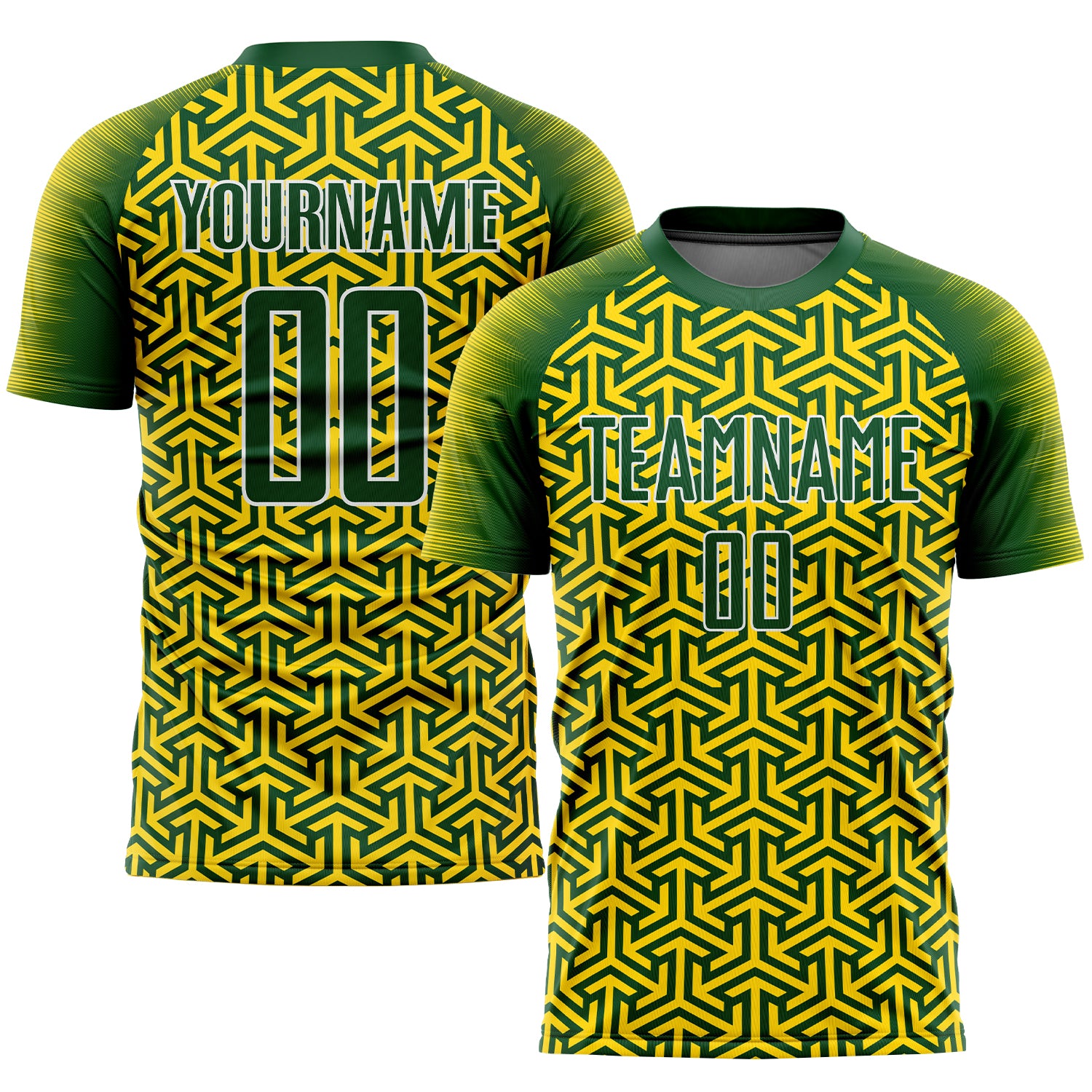 Personalized Gold Green White Soccer Jersey Uniform - Custom Sublimation Design Personalized Gold Green-White Sublimation