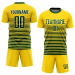 Custom Name and Number Soccer Jersey - Personalized Gold Green-White Sublimation Team Uniform Personalized Gold Green-White
