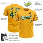 Custom Gold Green-White Unisex Softball Jersey - Personalized Two-Button Design Personalized Gold Green-White Two-Button