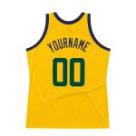Custom Name and Number Personalized Basketball Jersey in Gold Hunter Green and Navy - Authentic Throwback Design Personalized