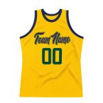 Custom Name and Number Personalized Basketball Jersey in Gold Hunter Green and Navy - Authentic Throwback Design Personalized
