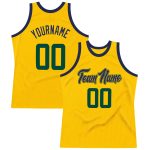 Custom Name and Number Personalized Basketball Jersey in Gold Hunter Green and Navy - Authentic Throwback Design Personalized