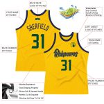 Custom Name and Number Personalized Basketball Jersey in Gold Hunter Green and Navy - Authentic Throwback Design Personalized