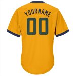 Custom Personalized Gold and Hunter Green-Navy Baseball Jersey Shirt with Name and Number - Authentic Throwback Rib-Knit