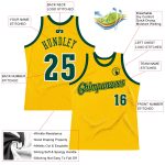 Custom Name Number Basketball Jersey - Personalized Gold Hunter Green White Throwback Authentic Personalized Gold Hunter