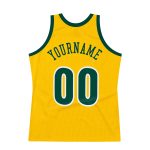 Custom Name Number Basketball Jersey - Personalized Gold Hunter Green White Throwback Authentic Personalized Gold Hunter