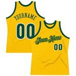 Custom Name Number Basketball Jersey - Personalized Gold Hunter Green White Throwback Authentic Personalized Gold Hunter