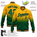 Custom Name Number Gold Kelly Green Black Bomber Varsity Letterman Fashion Jacket Fade Personalized Full-Snap Team Jacket