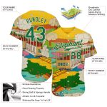 Custom Name Number Authentic Baseball Jersey 3D Pattern Design Gold Kelly Green Cream Personalized Gold Kelly Green-Cream