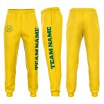 Custom Team Name & Number Personalized Gold Kelly Green Fleece Jogger Sweatpants Personalized Gold Kelly Green Fleece Jogger