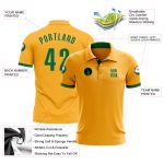 Custom Name and Number Personalized Golf Polo Shirt in Kelly Green Gold Performance Personalized Gold Kelly Green Performance