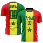 Personalized Senegalese Flag Soccer Jersey Custom Name Number Gold Kelly Green Red-Black Team Uniform Personalized Gold Kelly
